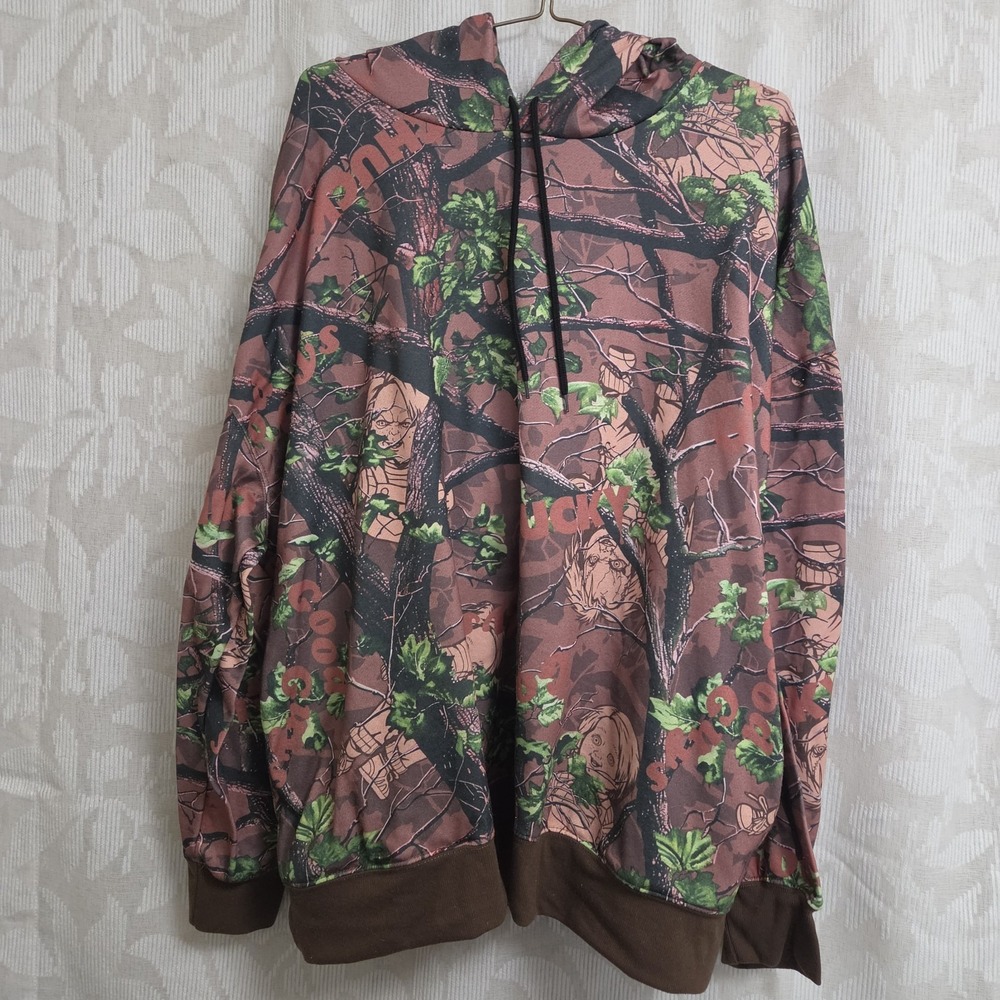 Chucky Mens 3XL Graphic Big Hoodie Pullover Camo Hunting Halloween Nostal Horror